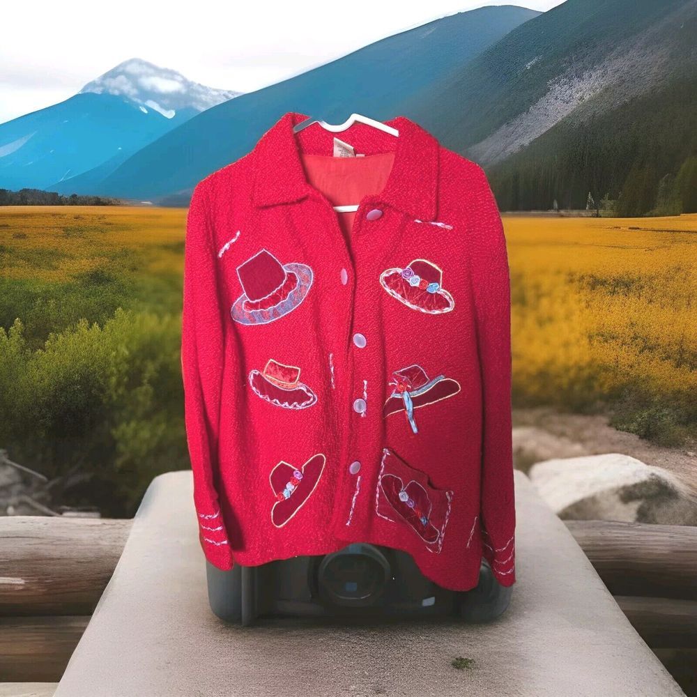 Vtg Women's Lined Red Jacket inspired by "Red Hat Society" By Parsley &Sage LG